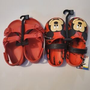Kids Red Mickey Face Slip-On & Sandal Set - Size 7/8